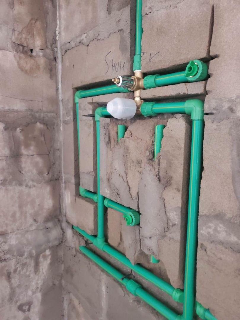 PPR shower mixer valve installation with wall chasing